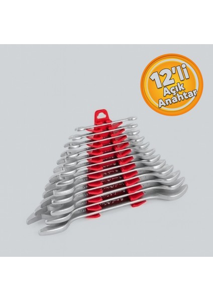 Izeltaş 12'li Iki Ağız Açık Anahtar Takımı Kısa Boy 12 Parça