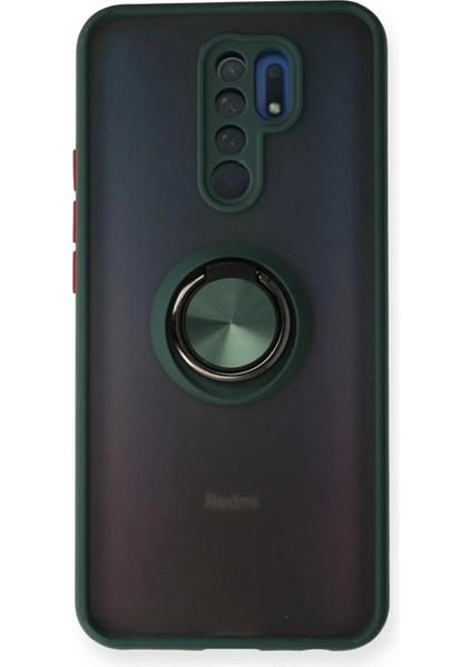 Xiaomi Redmi 9 Kılıf Montreal Yüzüklü Silikon Kapak - Yeşil
