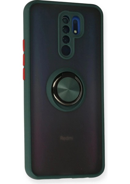 Xiaomi Redmi 9 Kılıf Montreal Yüzüklü Silikon Kapak - Yeşil fiyatları
