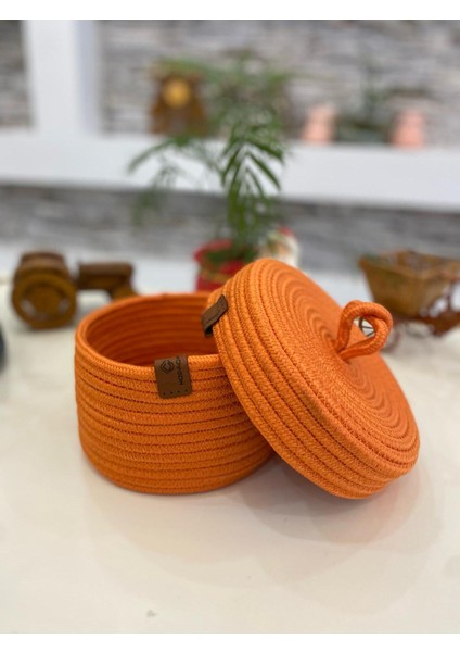 Jüt Hasır Sepet Oval Kapaklı Organizer 20X20 modelleri