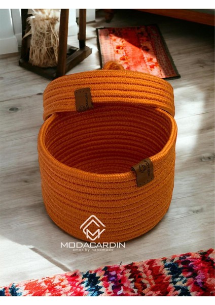 Jüt Hasır Sepet Oval Kapaklı Organizer 20X20 fırsatları