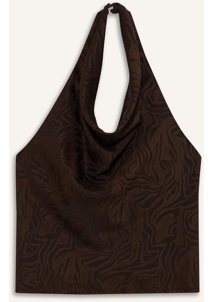 Regular Fit Halter Yaka Saten Kolsuz Bluz G3246AX25WN