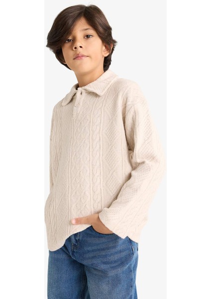 Erkek Çocuk Polo Yaka Uzun Kollu Tişört G2967A825WN