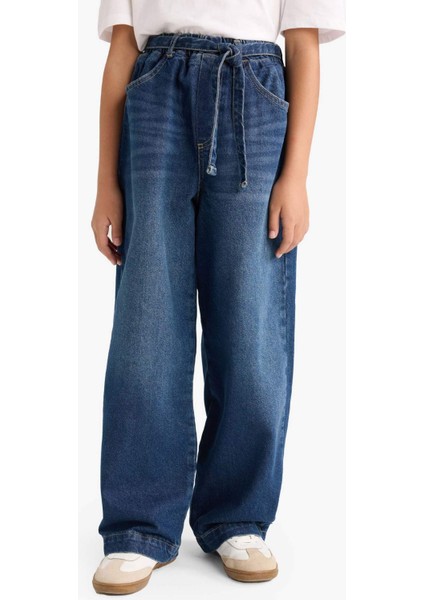 Kız Çocuk Wide Baggy Fit Beli Lastikli Jean Pantolon G2949A825WN