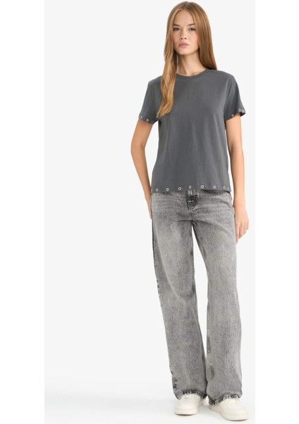 Loose Fit Bisiklet Yaka Kısa Kollu Tişört G3130AX25AU