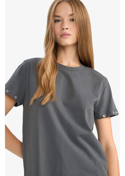 Loose Fit Bisiklet Yaka Kısa Kollu Tişört G3130AX25AU