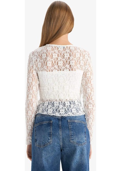 Fitted Bisiklet Yaka Dantel Hırka G3141AX25AU