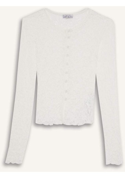 Fitted Bisiklet Yaka Dantel Hırka G3141AX25AU