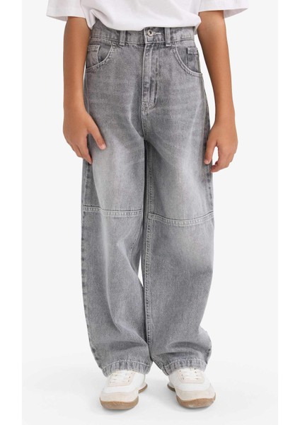 Erkek Çocuk Barrel Fit Düz Paça Jean Pantolon G3256A825WN