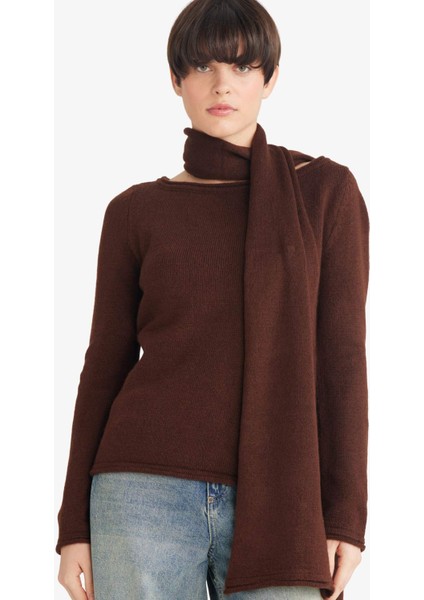 Regular Fit Kayık Yaka Yumuşak Dokulu Şal Detaylı Triko Kazak G3314AX25AU