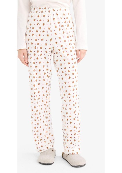 Pijama Takımı Regular Fit Baskılı Uzun Kollu Üst Desenli Uzun Alt-Fall in Love