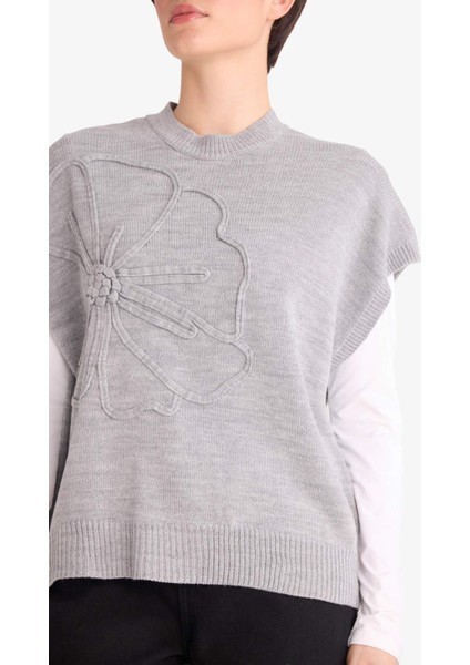 Relax Fit Bisiklet Yaka Çiçekli Triko Süveter G3324AX25AU