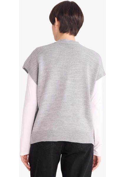 Relax Fit Bisiklet Yaka Çiçekli Triko Süveter G3324AX25AU