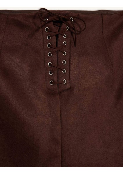 Coool A Kesim Normal Bel Penye Astar Süet Mini Etek