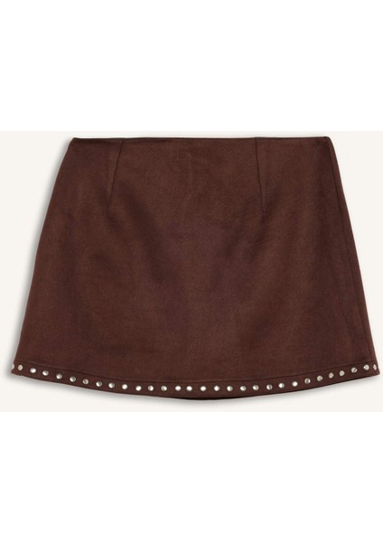 Coool A Kesim Normal Bel Penye Astar Süet Mini Etek