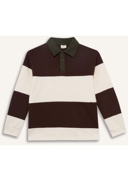Erkek Çocuk Polo Yaka Renk Bloklu Sweatshirt G3375A825AU
