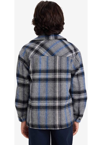 Erkek Çocuk Polo Yaka Ekose Desenli Fermuarlı Flanel Ceket G3295A825WN