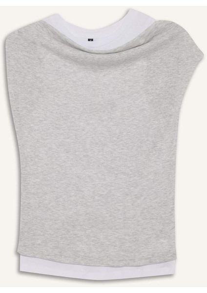 Slim Fit Dar Kesim Tek Omuzlu Ribana Kısa Kollu Tişört G0316AX25AU