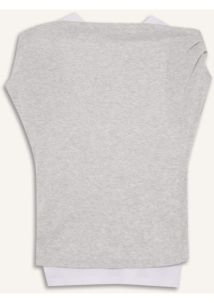 Slim Fit Dar Kesim Tek Omuzlu Ribana Kısa Kollu Tişört G0316AX25AU