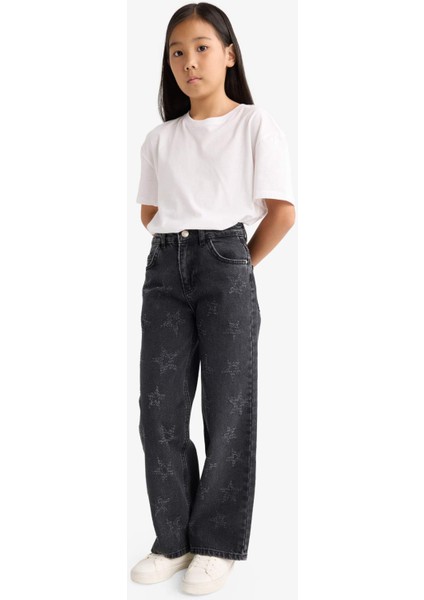 Kız Çocuk Wide Leg Geniş Paça Jean Pantolon