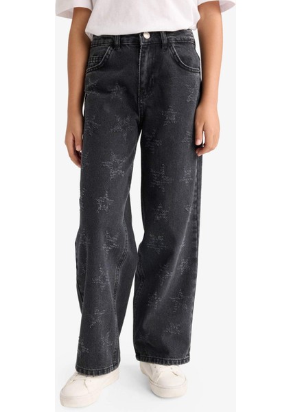 Kız Çocuk Wide Leg Geniş Paça Jean Pantolon