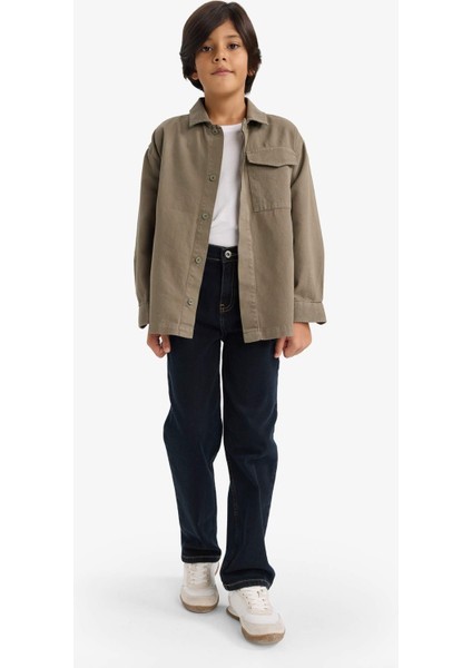 Erkek Çocuk Oversize Geniş Kalıp Polo Yaka Uzun Kollu Gömlek G3621A825AU