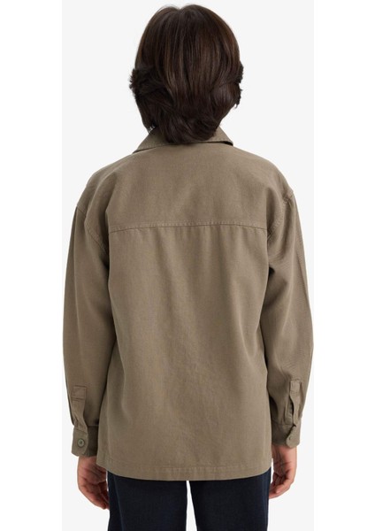 Erkek Çocuk Oversize Geniş Kalıp Polo Yaka Uzun Kollu Gömlek G3621A825AU