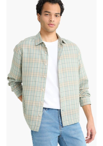 Boxy Fit Kareli Uzun Kollu Gömlek G3717AX25AU