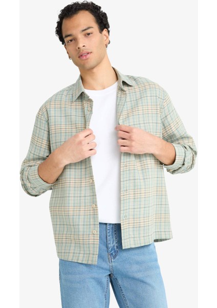 Boxy Fit Kareli Uzun Kollu Gömlek G3717AX25AU