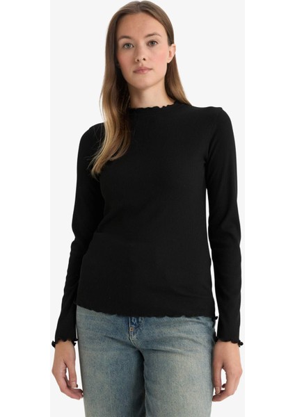 Yarım Balıkçı Yaka Fitilli Kaşkorse Uzun Kollu Tunik