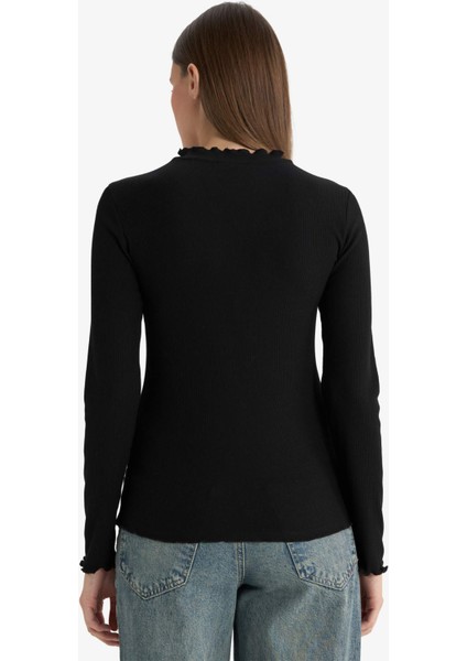 Yarım Balıkçı Yaka Fitilli Kaşkorse Uzun Kollu Tunik