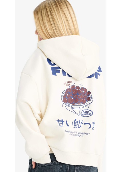 Kapüşonlu Sırt Baskılı Sweatshirt G3198AX25WN