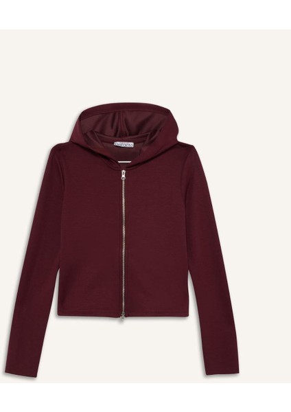 Slim Fit Dar Kesim Kapüşonlu Modal Fermuarlı Sweatshirt F7651AX25AU