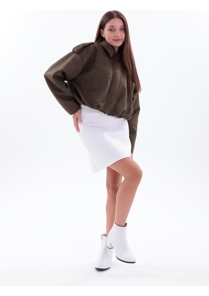 Oversize Haki Süet Bomber Ceket Şık Tarz modelleri