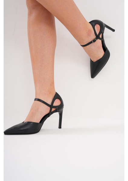 8,5 cm Ince Topuklu Kadın Siyah Stiletto Topuklu Ayakkabı