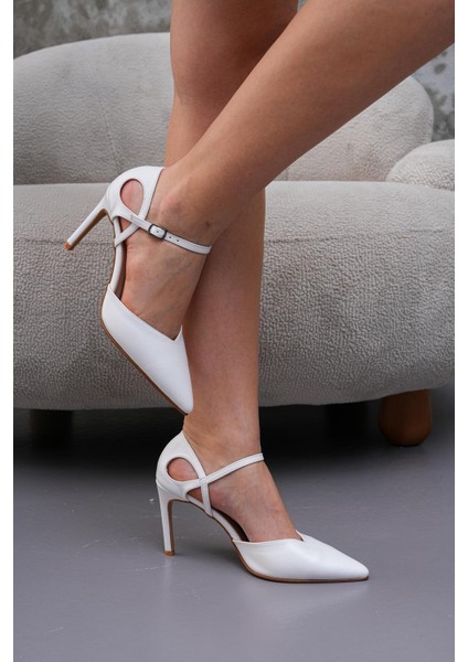 8,5 cm Ince Topuklu Kadın Beyaz Topuklu Stiletto Ayakkabı fırsatları
