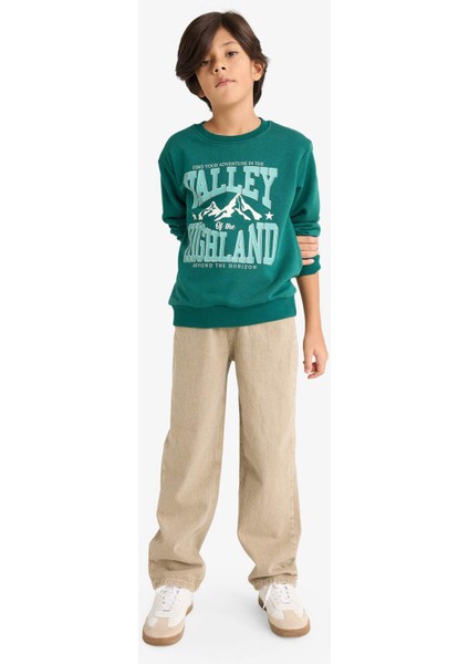 Erkek Çocuk Bisiklet Yaka Baskılı Sweatshirt G3850A825WN