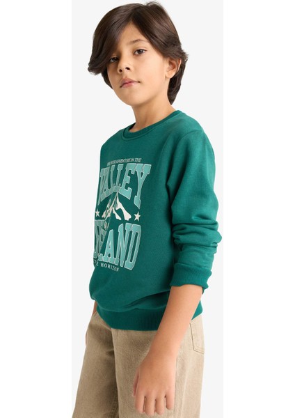 Erkek Çocuk Bisiklet Yaka Baskılı Sweatshirt G3850A825WN