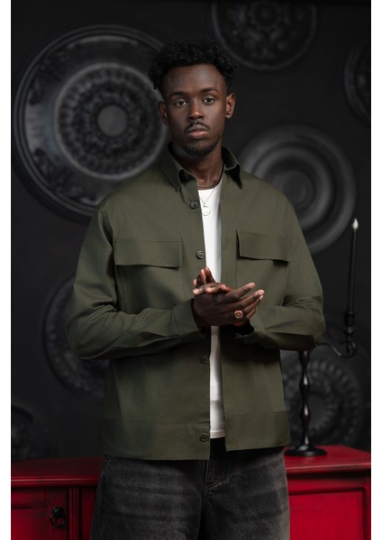 Oversize Çift Kapak Cepli Ince Kanvas Kumaş Astarsız Gömlek fiyatları