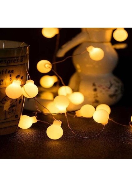 Yılbaşı Top LED Pilli Gün Işığı Dekor Lambası 3 Metre