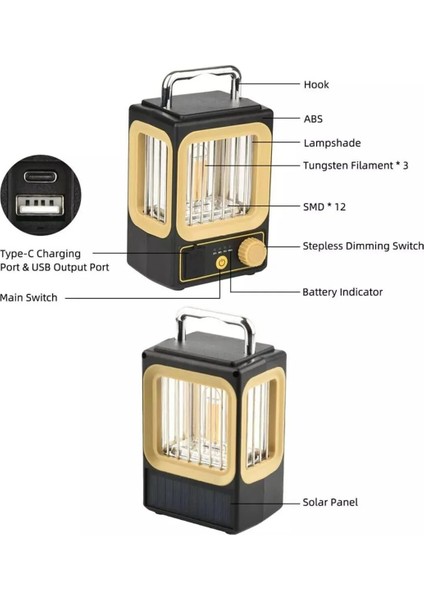 Kamp Lambası Su Geçirmez Şarj Edilebilir Taşınabilir Dayanıklı Kamp Gece Lambası indirimleri