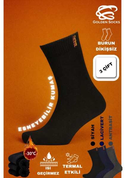 Uzun Konç Soğuğa Dayanıklı 3 Çift Isı Geçirmez Termal Kışlık Yün Çorap indirimleri