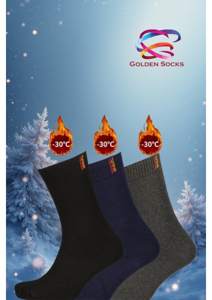 Uzun Konç Soğuğa Dayanıklı 3 Çift Isı Geçirmez Termal Kışlık Yün Çorap