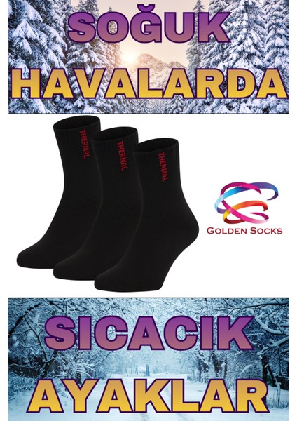 Uzun Konç Soğuğa Dayanıklı 3 Çift Isı Geçirmez Termal Kışlık Yün Çorap