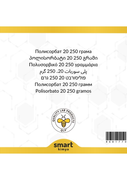 Polisorbat 20 Teknik Tip 250 G fiyatları
