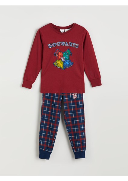 Yeni Sezon Bisiklet Yaka Harry Potter Baskılı Erkek Çocuk Pijama Takımı