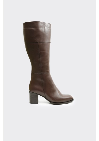 Hakiki Deri Fermuarlı Kadın Çizme