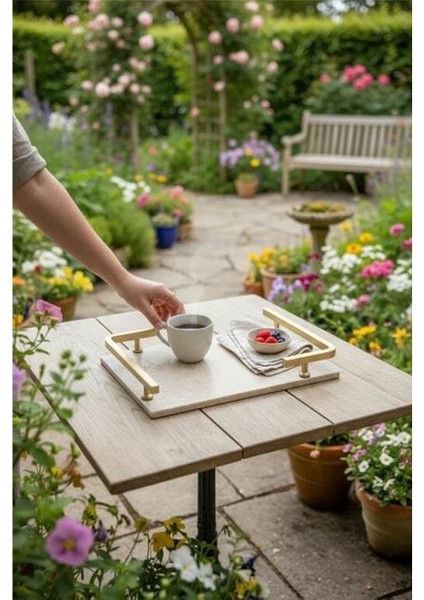 Traverten Mat Altın L Dizayn 30X20 cm Tepsi fiyatları