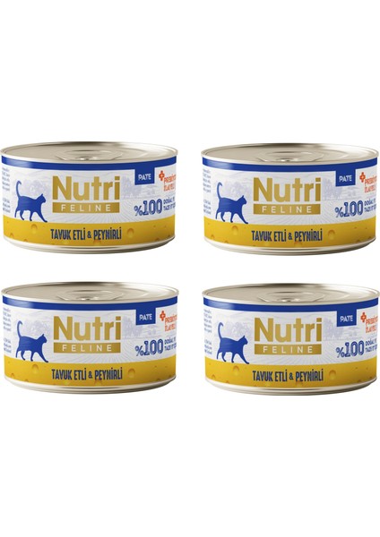 Tavuk Etli ve Peynirli Pate Tahılsız Yetişkin Kedi Konservesi 70 Gr. x 4 Adet