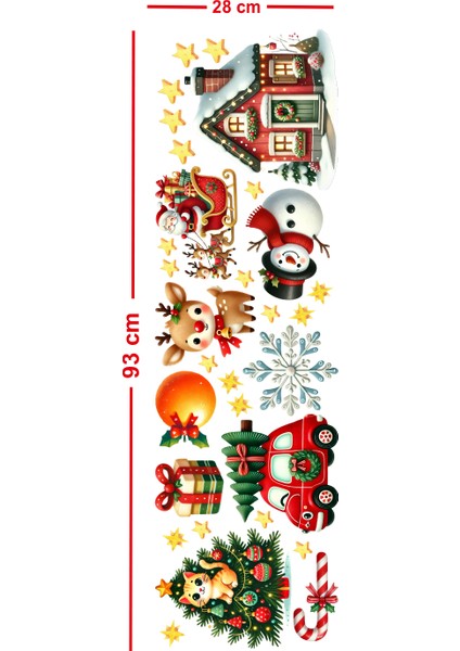 Yılbaşı Cam Sticker Seti – Noel Baba, Kırmızı Araba, Kedi Figürleri - Çocuk & Bebek Odası Çıkartması fiyatları